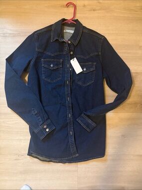 Tall Dark Blue Denim Shirt - Classic Western Style